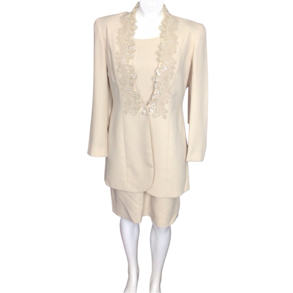 Cachet Cream Blazer Dress Ensemble EUC size 10